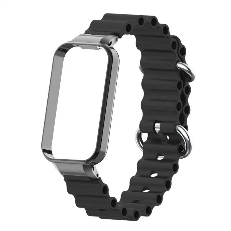 Ocean Silicone Watch Band with Protective Case - Rectangle/Square-shape Design