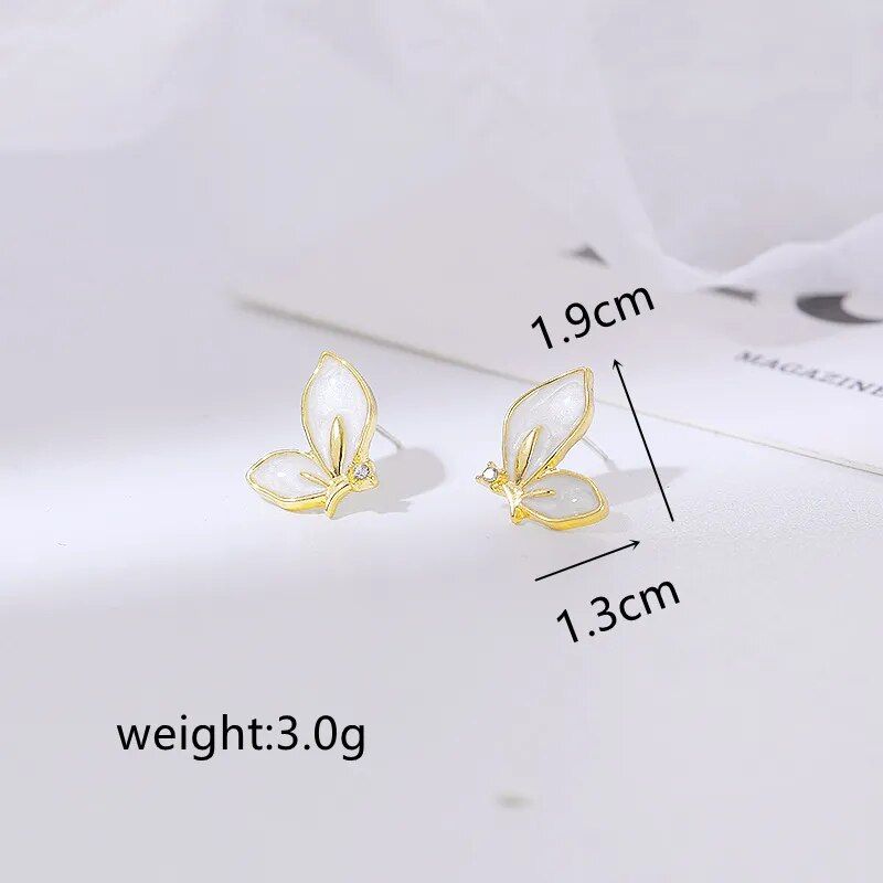 Golden Rimmed Crystal Butterfly Stud Earrings