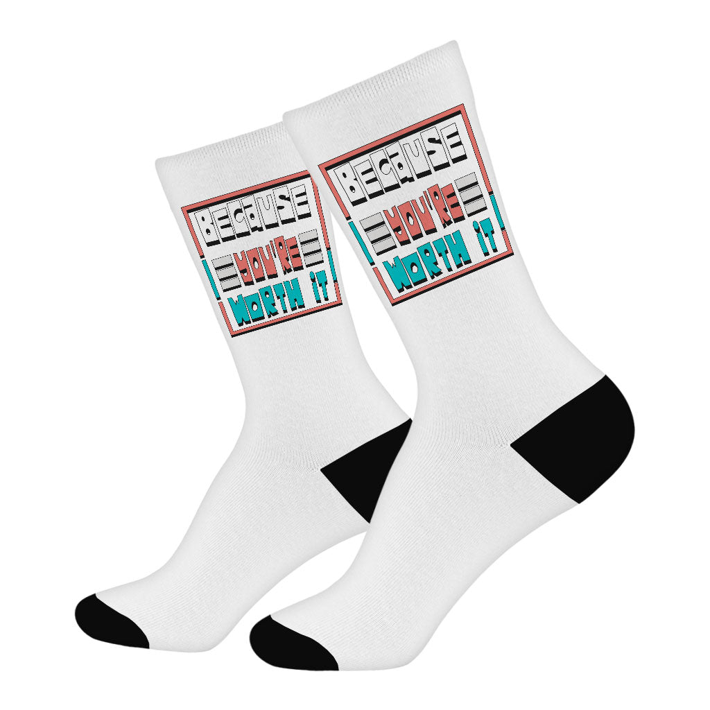 Inspirational Socks - Cool Quotes Novelty Socks - Printed Crew Socks