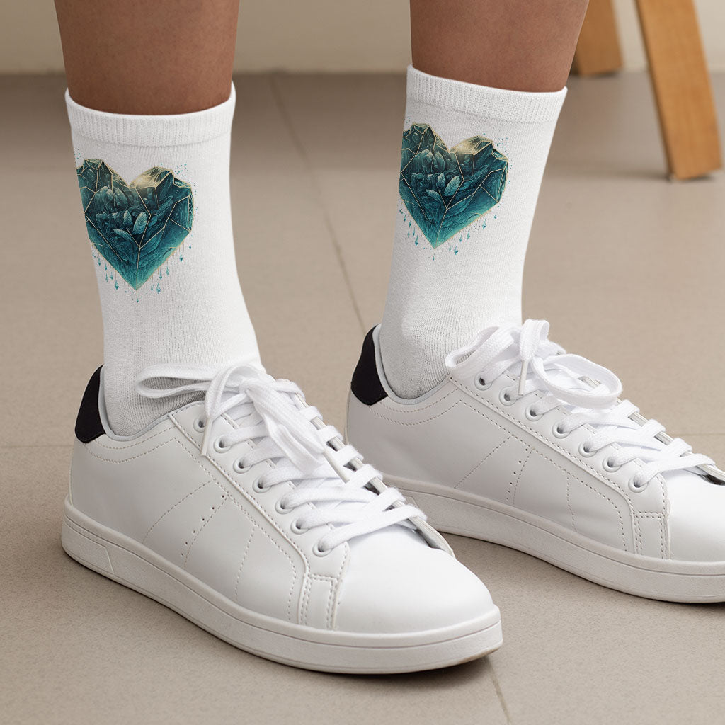 Heart Design Socks - Ice Novelty Socks - Heart Crew Socks