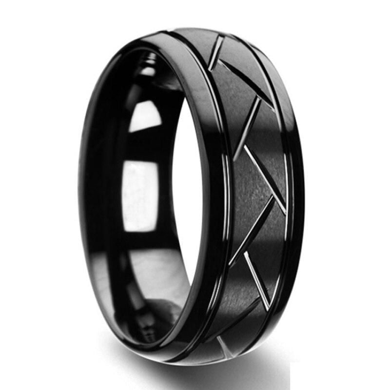 Modern Black Titanium Stainless Steel Wedding Band for Men and Women