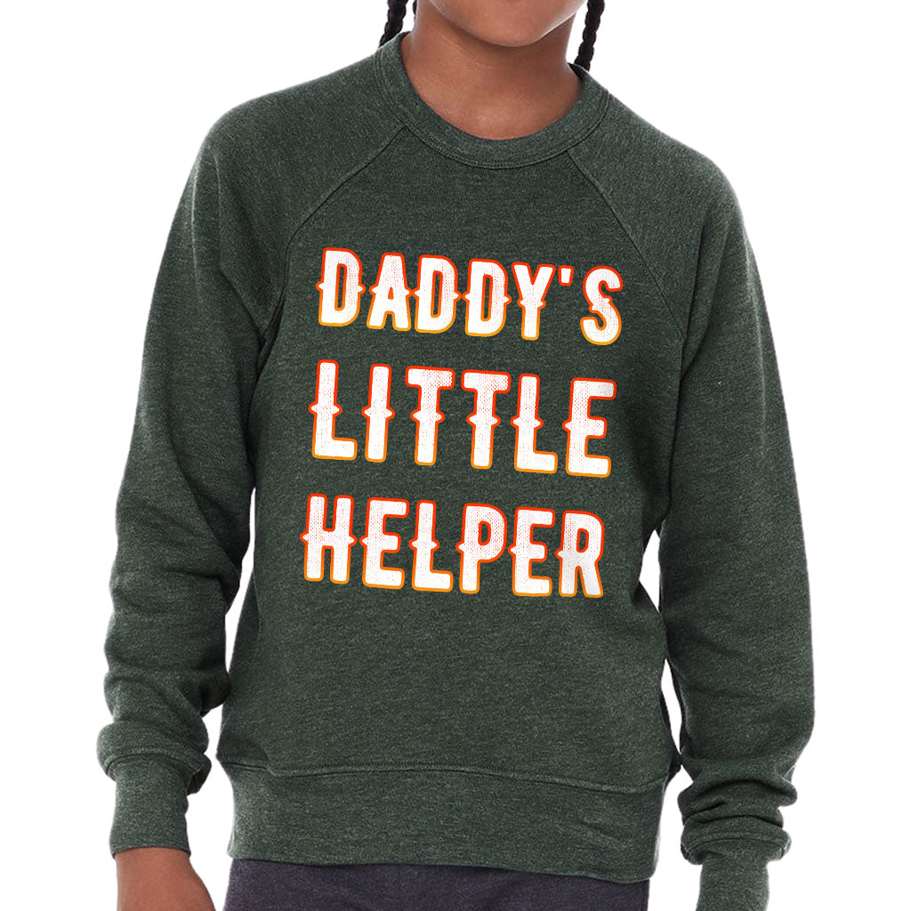 Daddy's Little Helper Kids' Raglan Sweatshirt - Cute Sponge Fleece Sweatshirt - Printed Sweatshirt