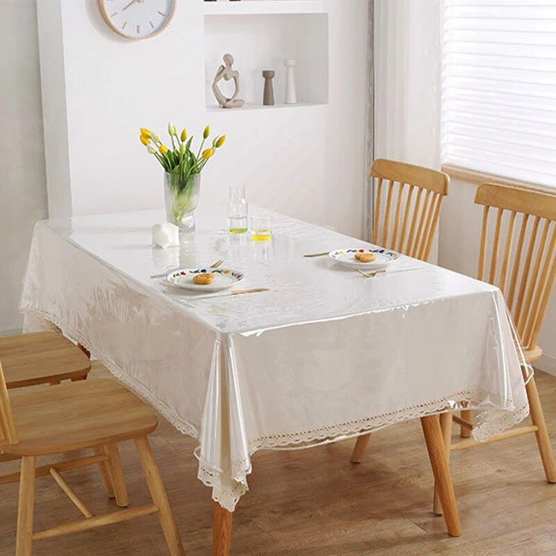 Elegant Transparent PVC Lace Tablecloth