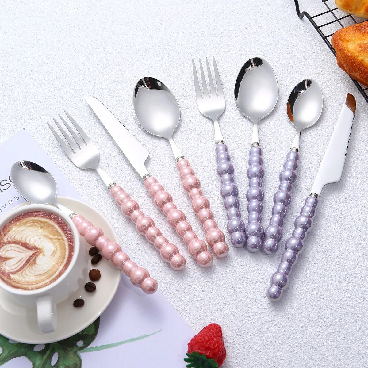 Luxurious European Pearl-Style Stainless Steel Cutlery Set