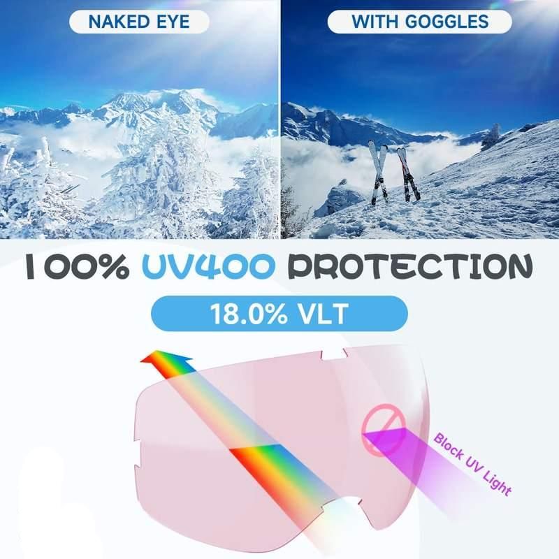 Kids Ski Goggles - Snowboard Sunglasses for Children