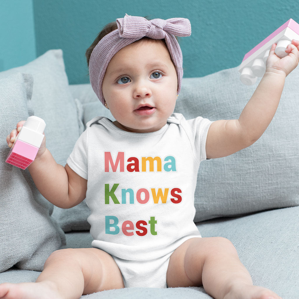 Mama Knows Best Baby Jersey Onesie - Colorful Baby Bodysuit - Cute Baby One-Piece