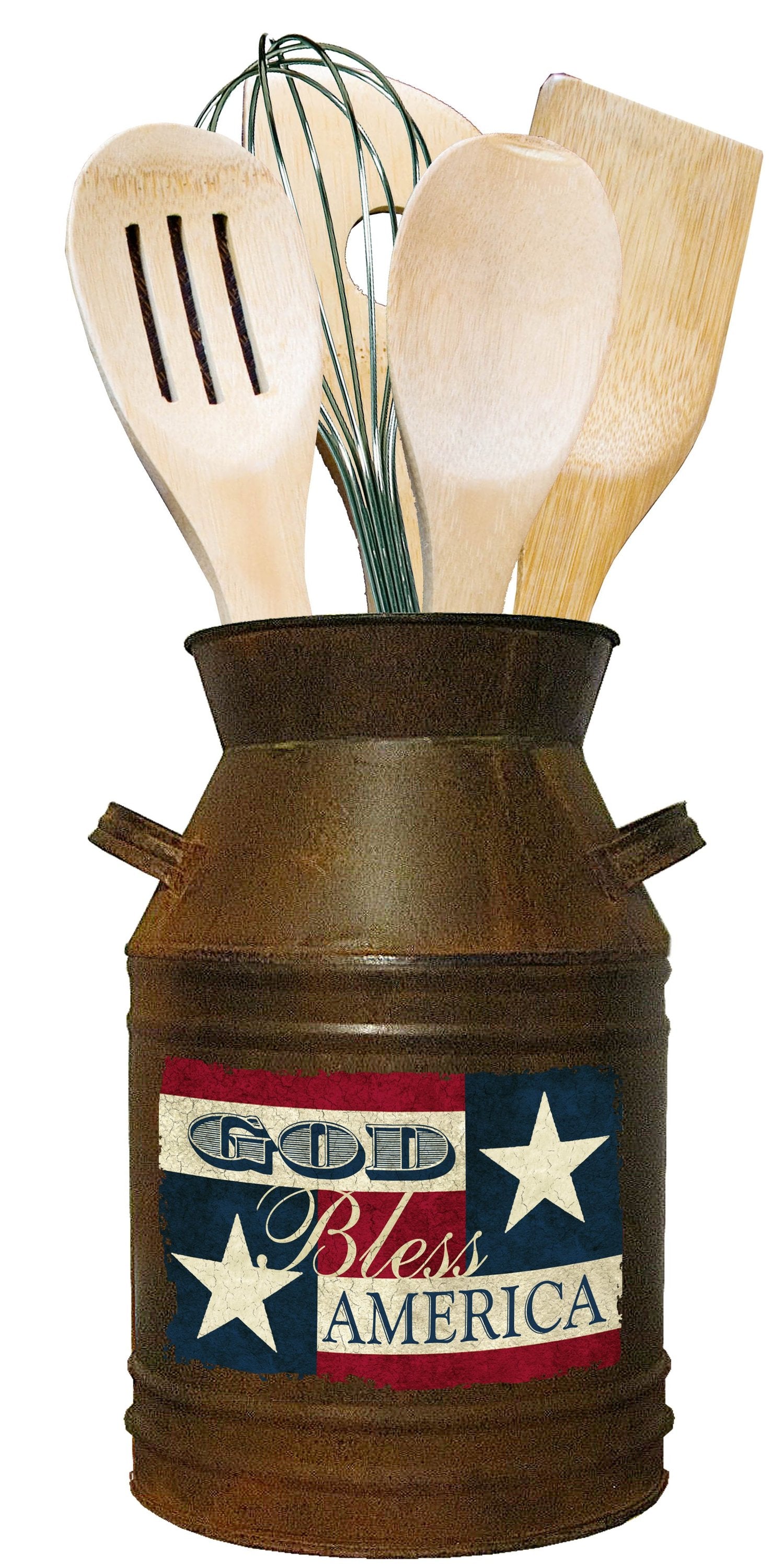 God Bless America: Decorative Milk Can