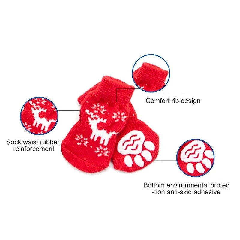 Premium Anti-Slip Knitted Dog Socks for Winter Warmth & Furniture Protection