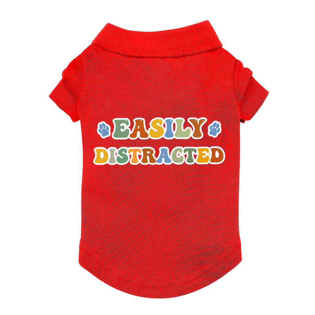 Easily Distracted Dog Polo Shirt - Themed Dog T-Shirt - Colorful Dog Clothing