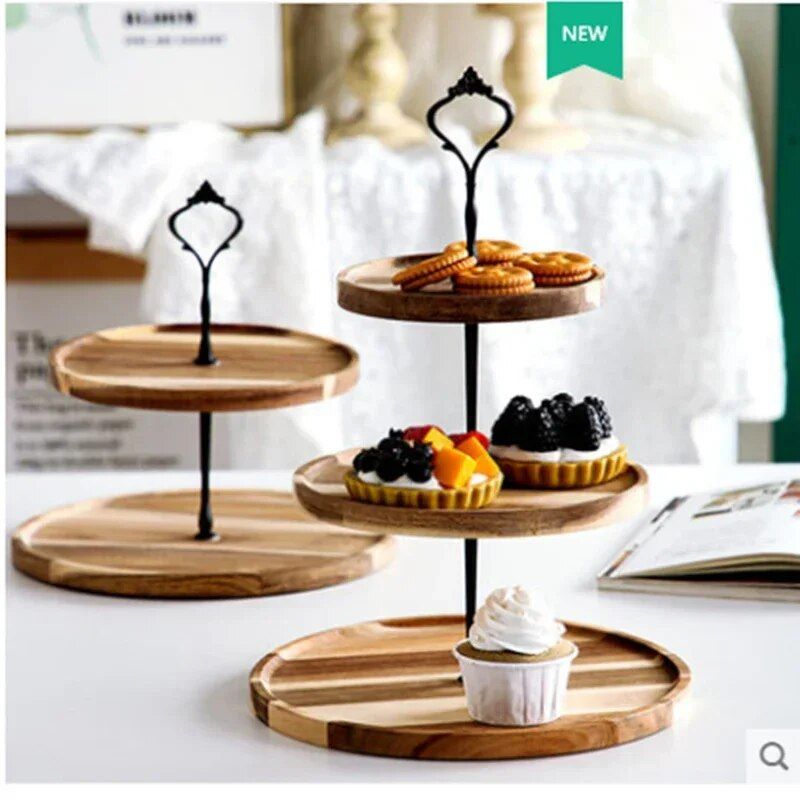 Elegant Wooden Tiered Cake Stand - Perfect for Weddings, Parties, and Home Use