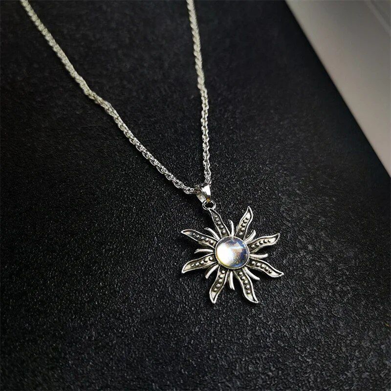 Sunflower Moonstone Pendant Necklace