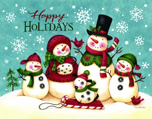 Boxed Christmas Cards: Happy Holidays Snowmen Family