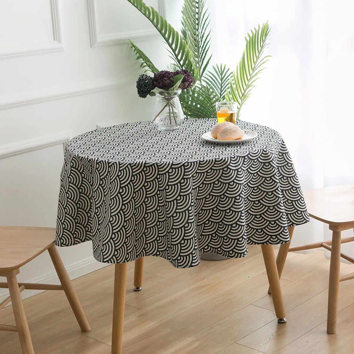 Elegant Floral Round Tablecloth