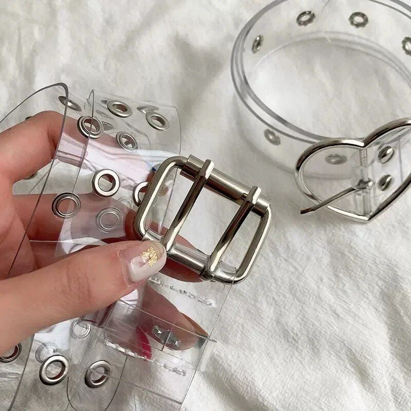 Chic Transparent PVC Women's Belt with Metal Buckle