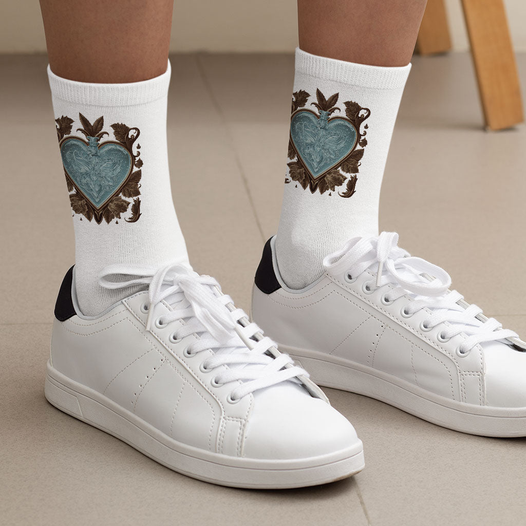 Ice Graphic Socks - Unique Novelty Socks - Winter Art Crew Socks