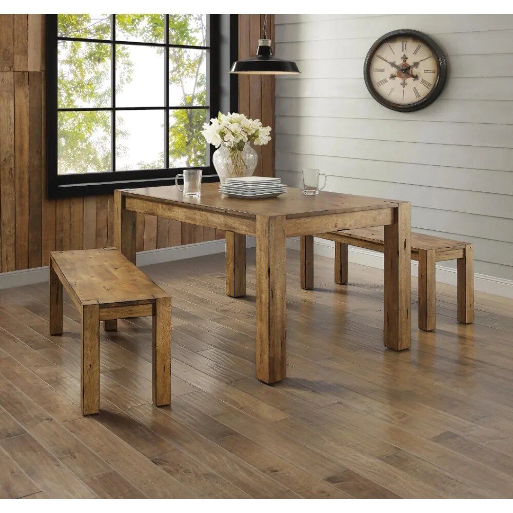 Rustic Brown Wooden Dining Table