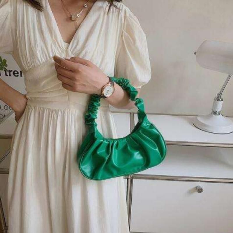 2023 Elegant Solid Color Pleated Shoulder Bag