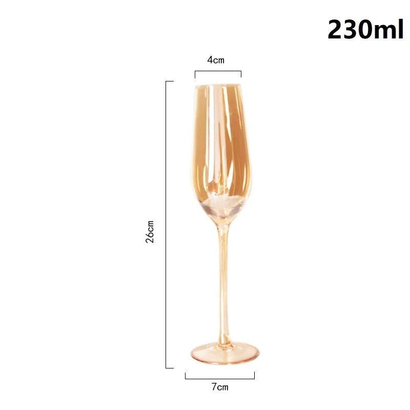 Elegant Amber Crystal Wine & Champagne Glasses - Handmade Goblet Set for Special Occasions