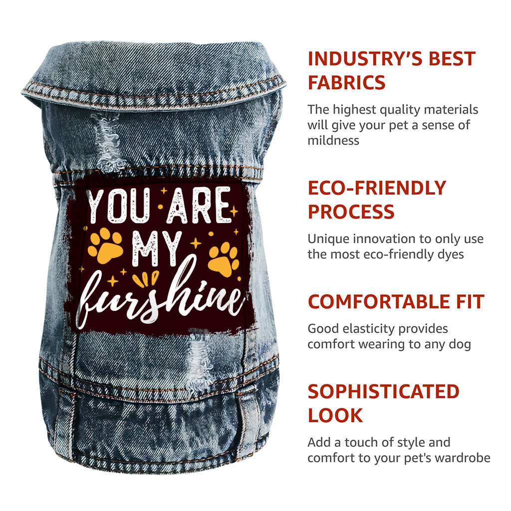 Cute Quote Dog Denim Vest - Furshine Dog Denim Jacket - Text Design Dog Clothing