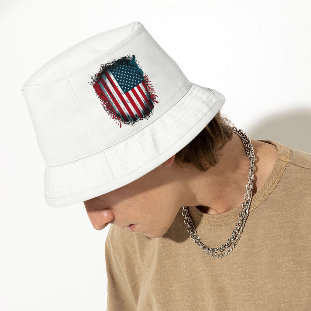 USA Flag Bucket Hat - Patriotic Hat - Cool Art Bucket Hat