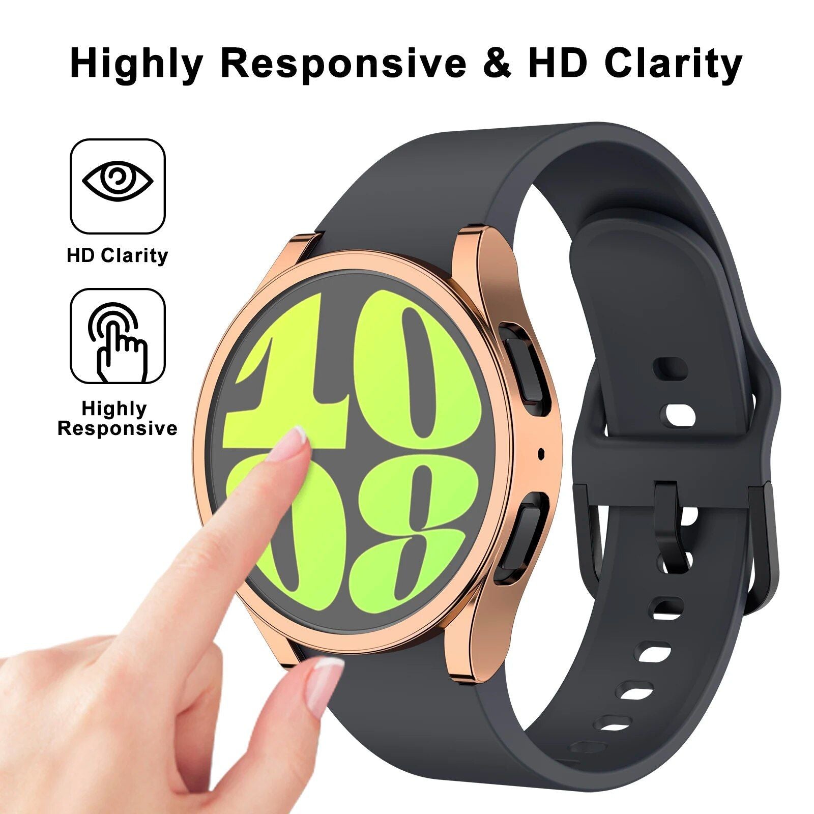 Galaxy Watch Full Cover TPU Case with Screen Protector – Fits Models 4, 5, & 6 (40mm/44mm)