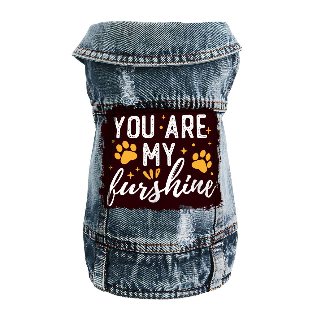 Cute Quote Dog Denim Vest - Furshine Dog Denim Jacket - Text Design Dog Clothing