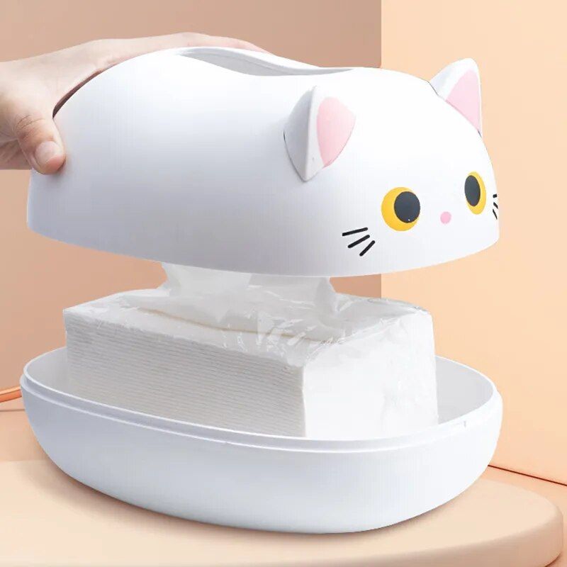 Charming Kawaii Cat Tissue Box: Modern Napkin Holder & Toothpick Dispenser