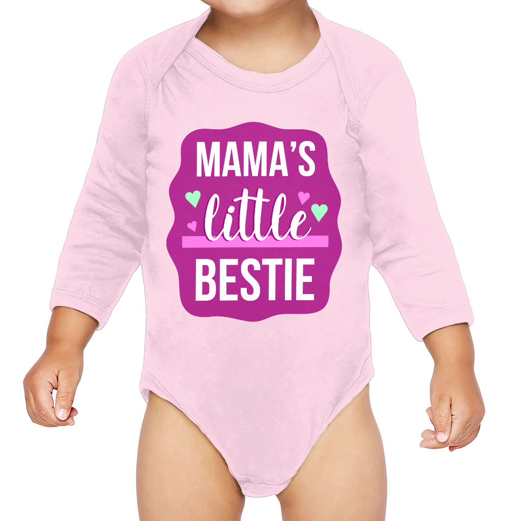 Mama's Bestie Baby Long Sleeve Onesie - Trendy Baby Long Sleeve Bodysuit - Graphic Baby One-Piece