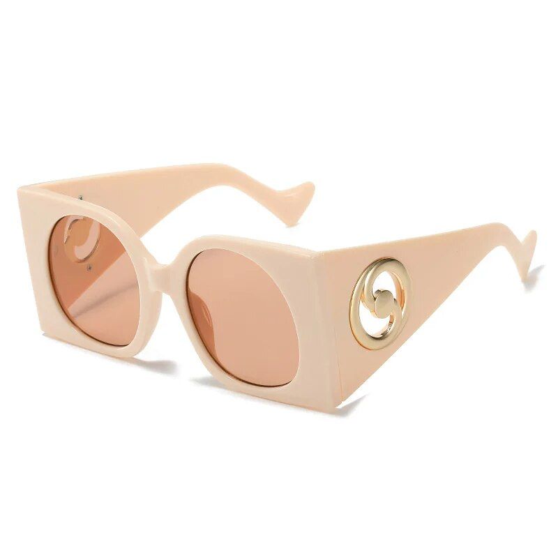 Chic Oversized Square Cat Eye Sunglasses - Women's Pink Gradient UV400 Shades