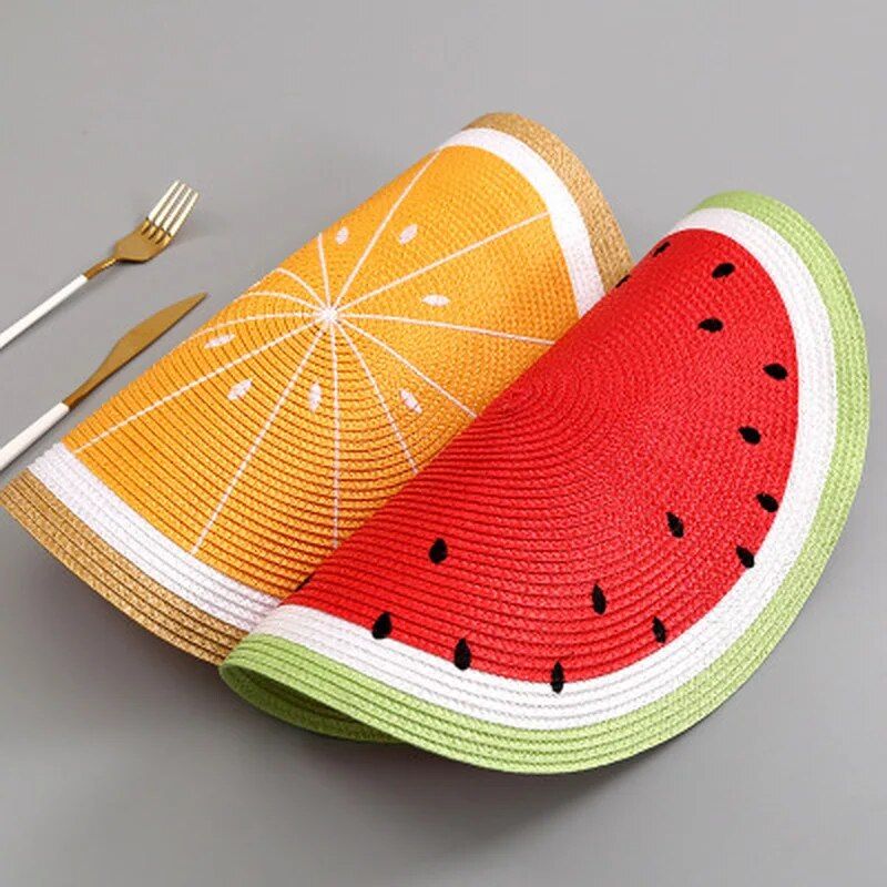 Charming Watermelon Lemon Round Placemats - Eco-Friendly Table Mats for Home Decor