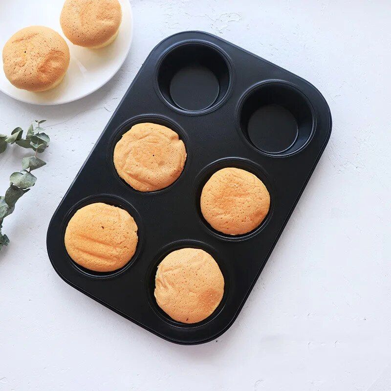 Deluxe Non-Stick Carbon Steel Muffin & Cupcake Baking Pan - 6/12 Cups, Oven and Microwave Safe