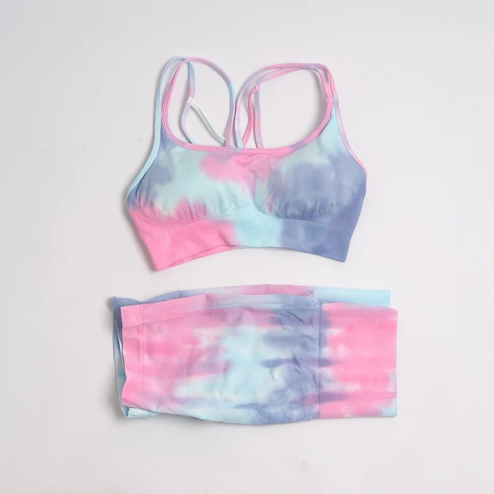 Tie-Dye Seamless Yoga & Gym Two-Piece Set for Women