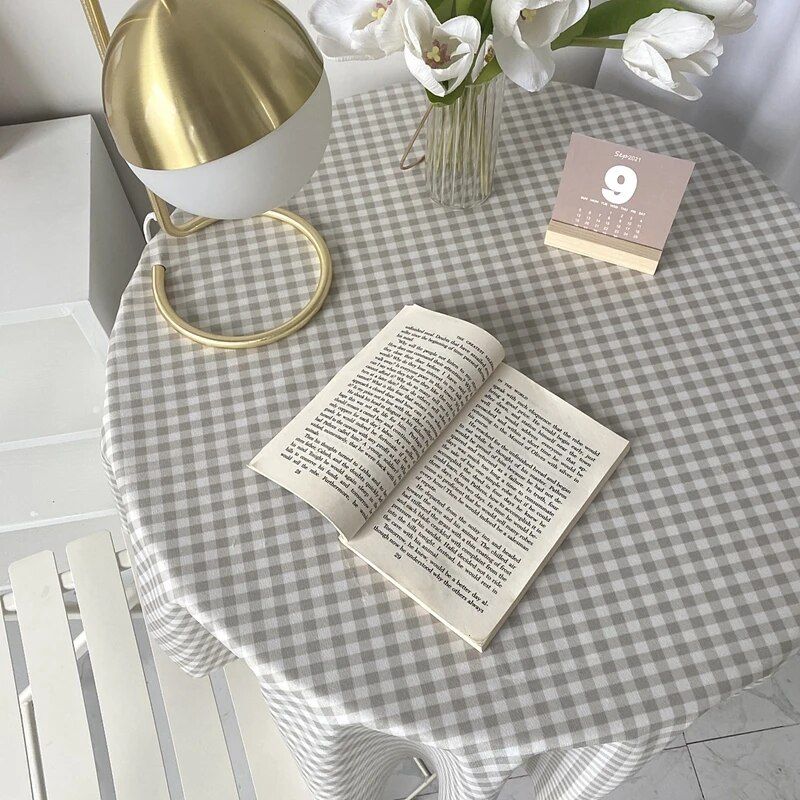 Elegant Korean-Style Plaid Tablecloth