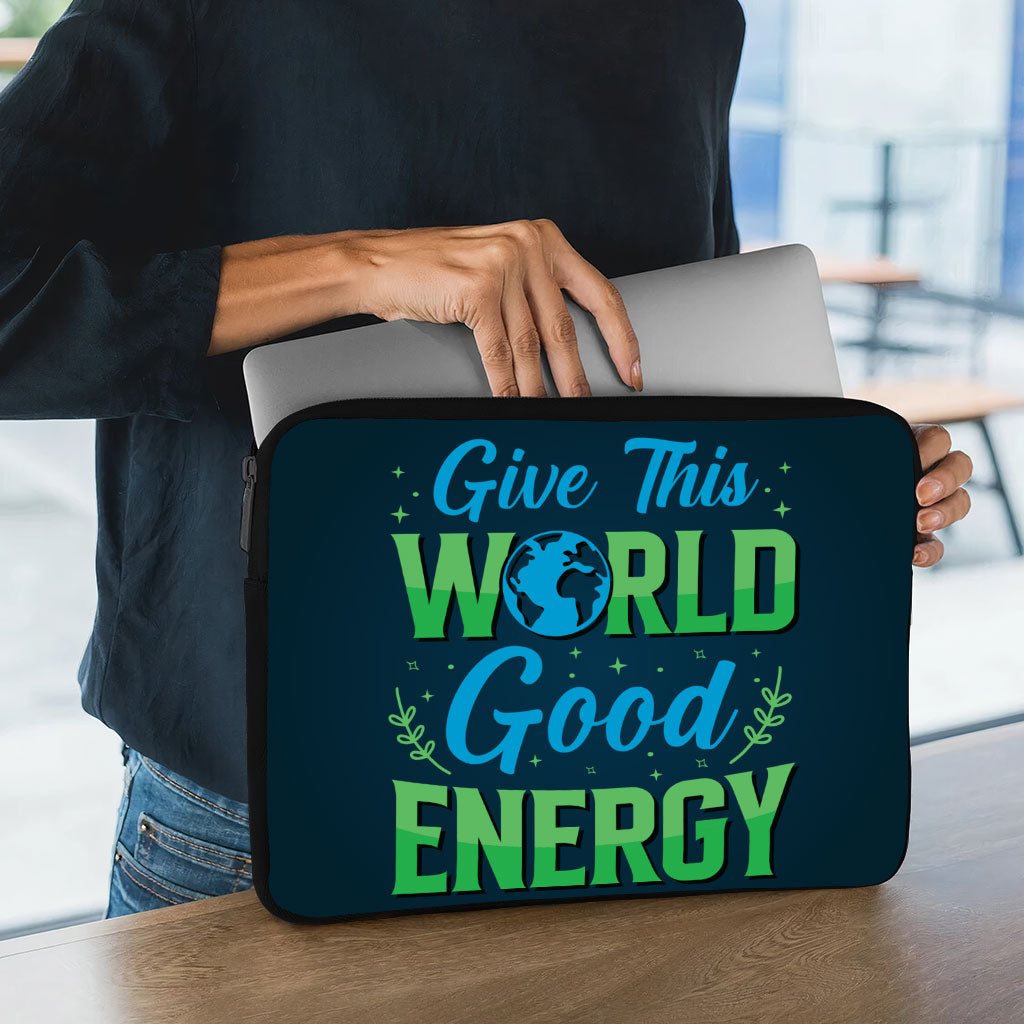 Give the World Good Energy Dell 16" Two-Sided Sleeve - Cute Laptop Sleeve - Printed Laptop Sleeve with Zipper