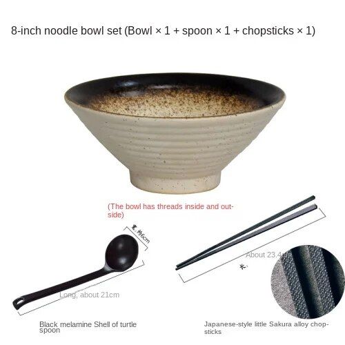 Japanese Porcelain Ramen & Noodle Bowl - Eco-Friendly, Large Ceramic Serving Dish