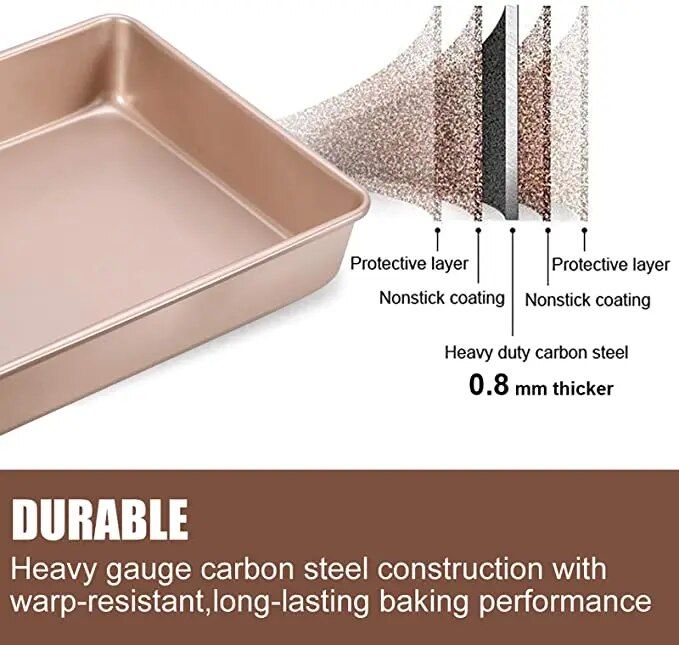 Gold Square Carbon Steel Baking Tray