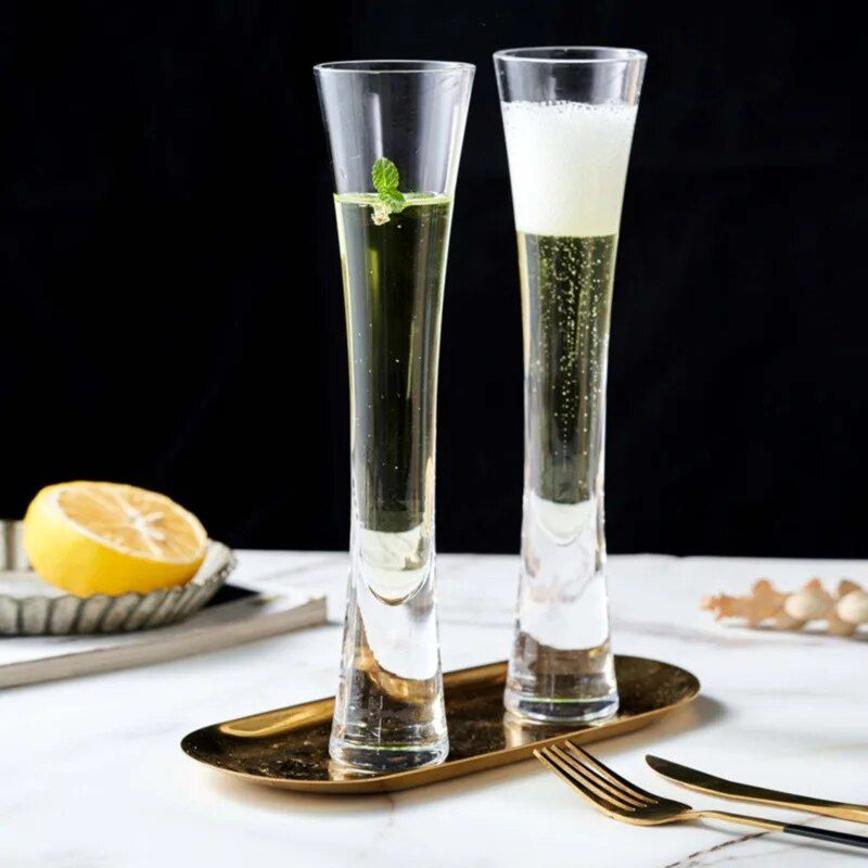 Ereganto Glitter Champagne Flutes - Elegant Bubble Wine Glasses for Celebrations and Daily Elegance