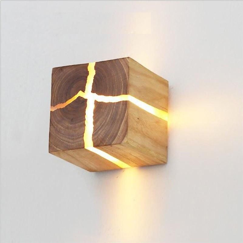 Modern Solid Wood LED Wall Lamp