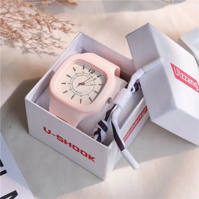 Korean Style Quartz Square Wristwatch