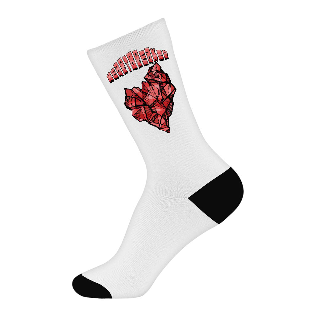 Heartbreaker Socks - Heart Print Novelty Socks - Graphic Crew Socks