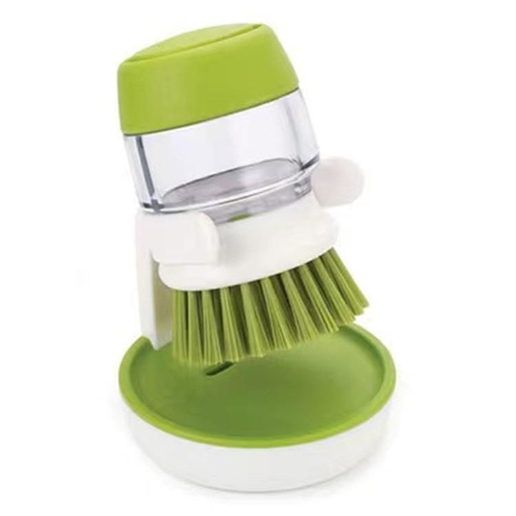 Eco-Friendly Kitchen Scrub Brush with Soap Dispenser and Holder