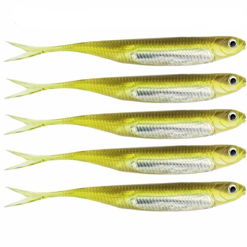 5-Pack Multicolor Soft Swimbait Lures, 100mm