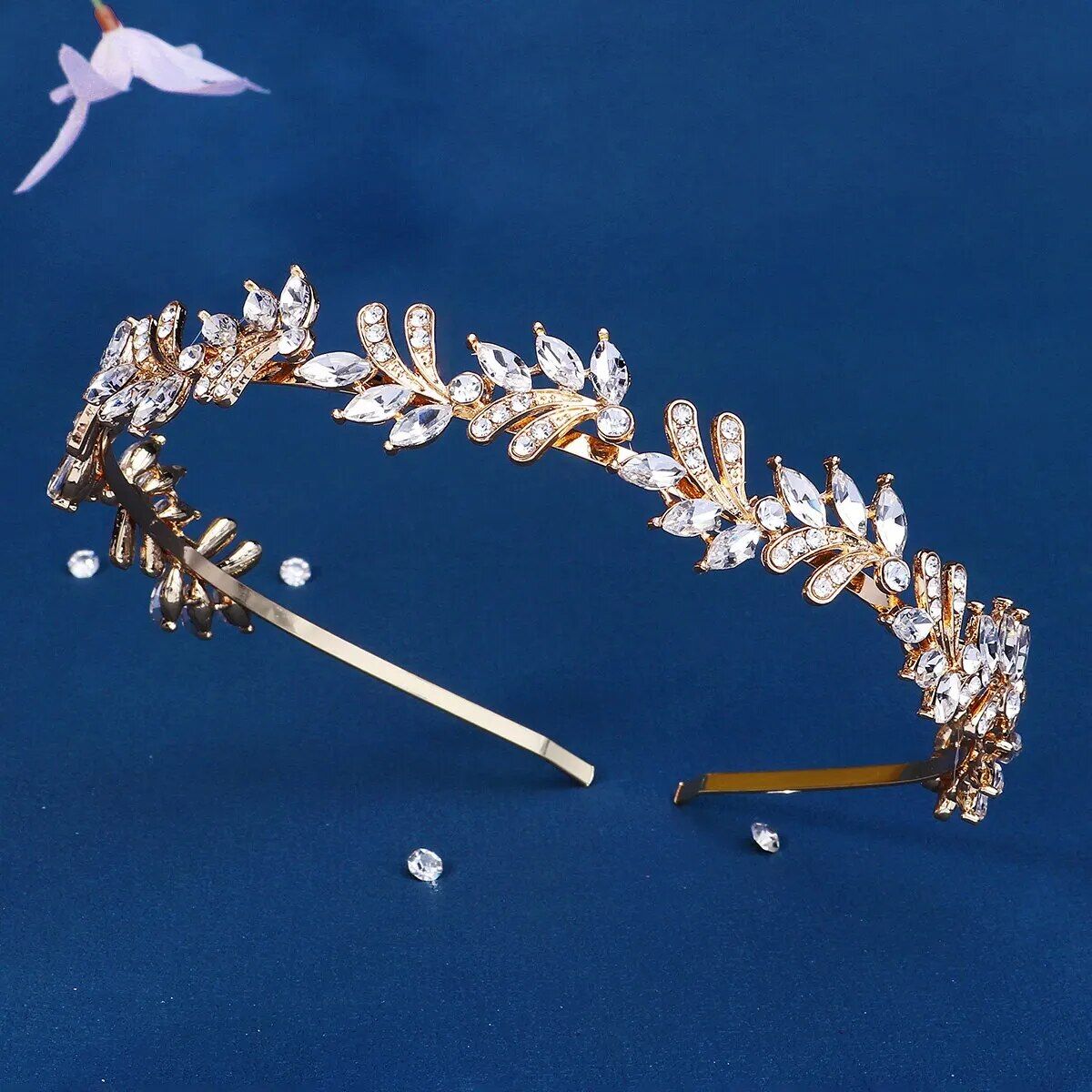 Elegant Silver & Gold Rhinestone Crystal Tiara