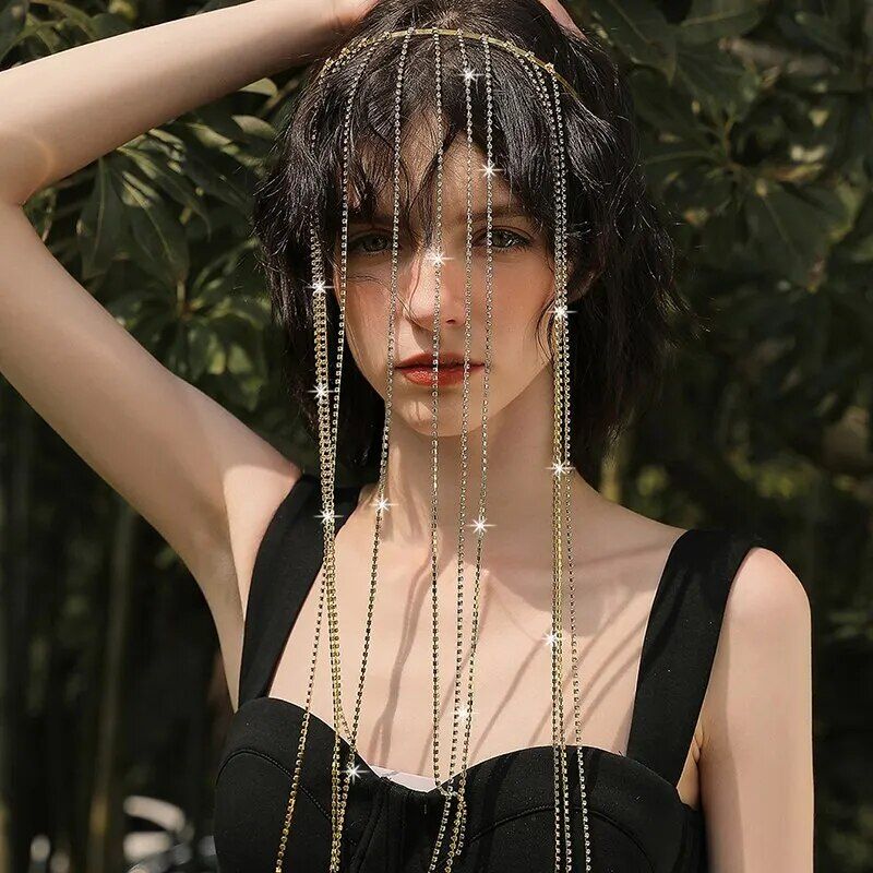 Glittering Long Tassel Rhinestone Hairband