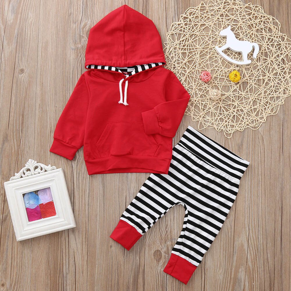 2PCS Toddler Baby Girls Long Sleeve Stripe Print