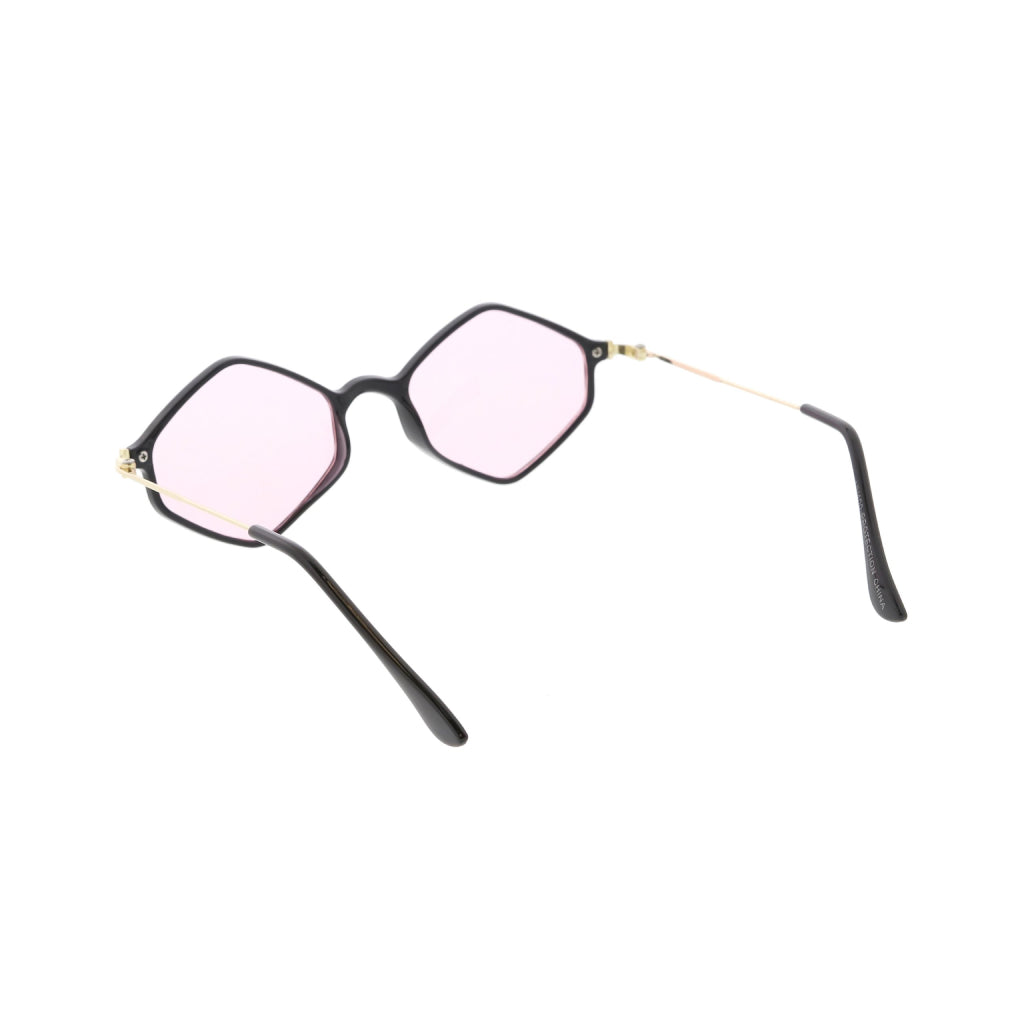 Pink & Black Retro Hexagon Sunglasses