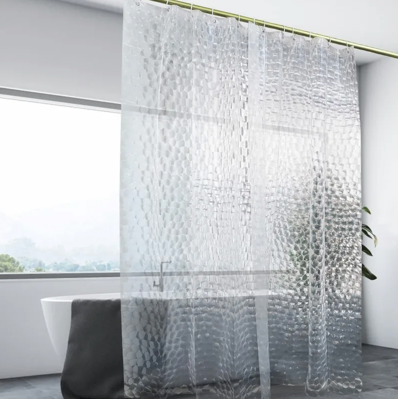 Modern 3D EVA Shower Curtain - Waterproof, Mildew Proof with Hooks