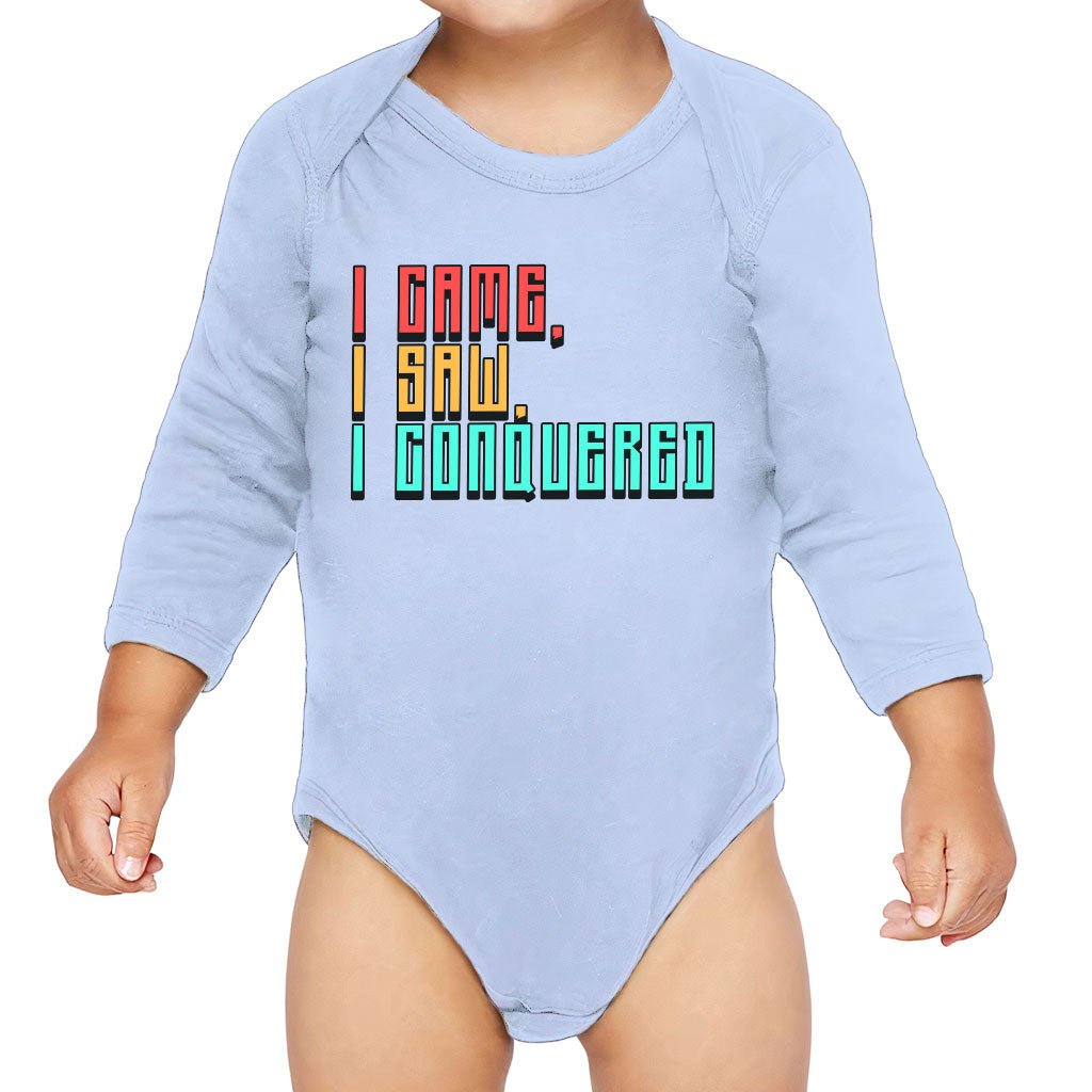 I Came I Saw I Conquered Baby Long Sleeve Onesie - Cool Baby Long Sleeve Bodysuit - Best Selling Baby One-Piece