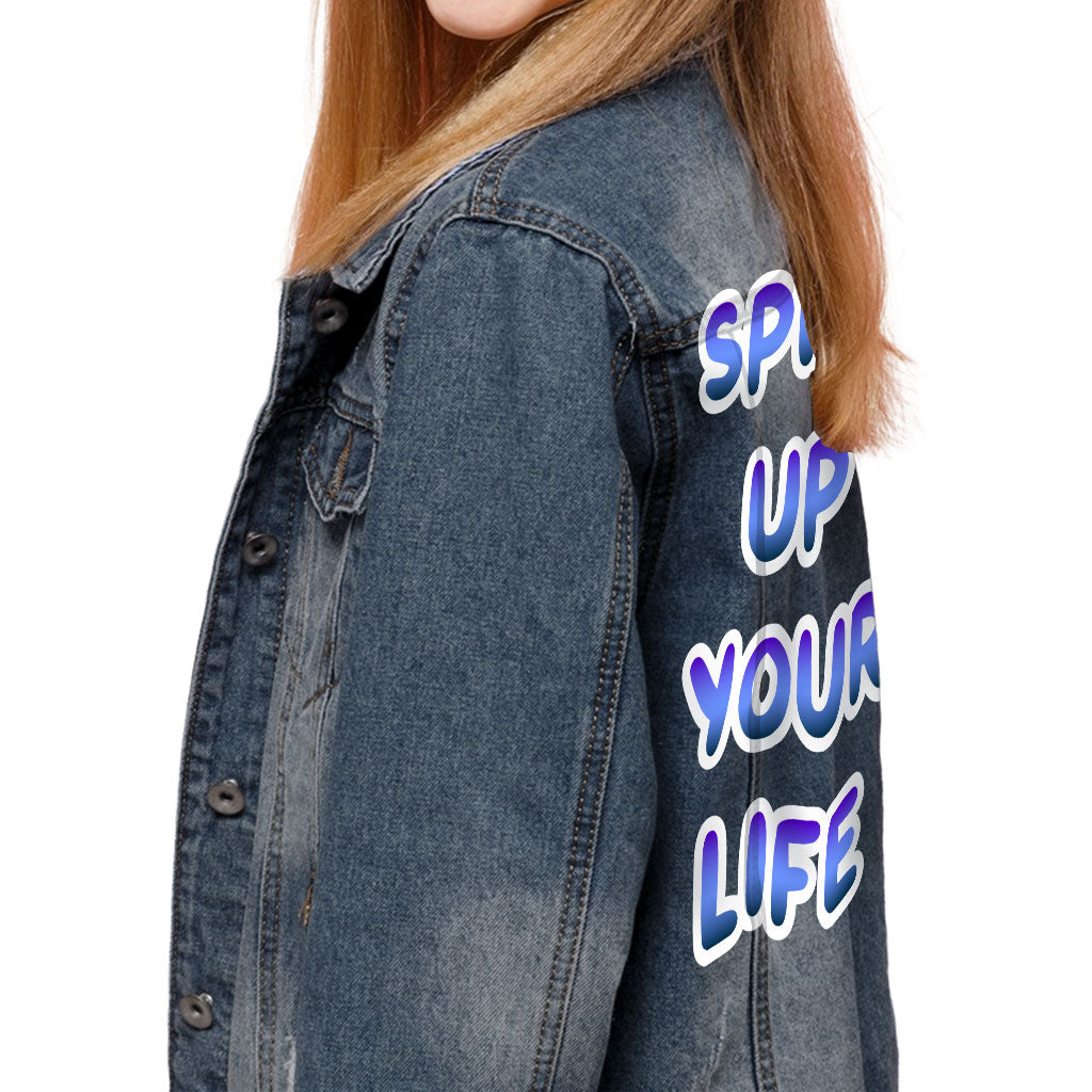 Spice Up Your Life Kids' Denim Jacket - Motivational Jean Jacket - Quote Denim Jacket for Kids