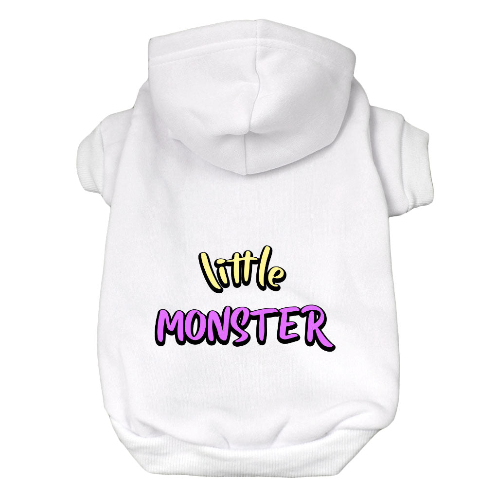 Little Monster Dog Hoodie - Unique Dog Coat - Word Print Dog Clothing